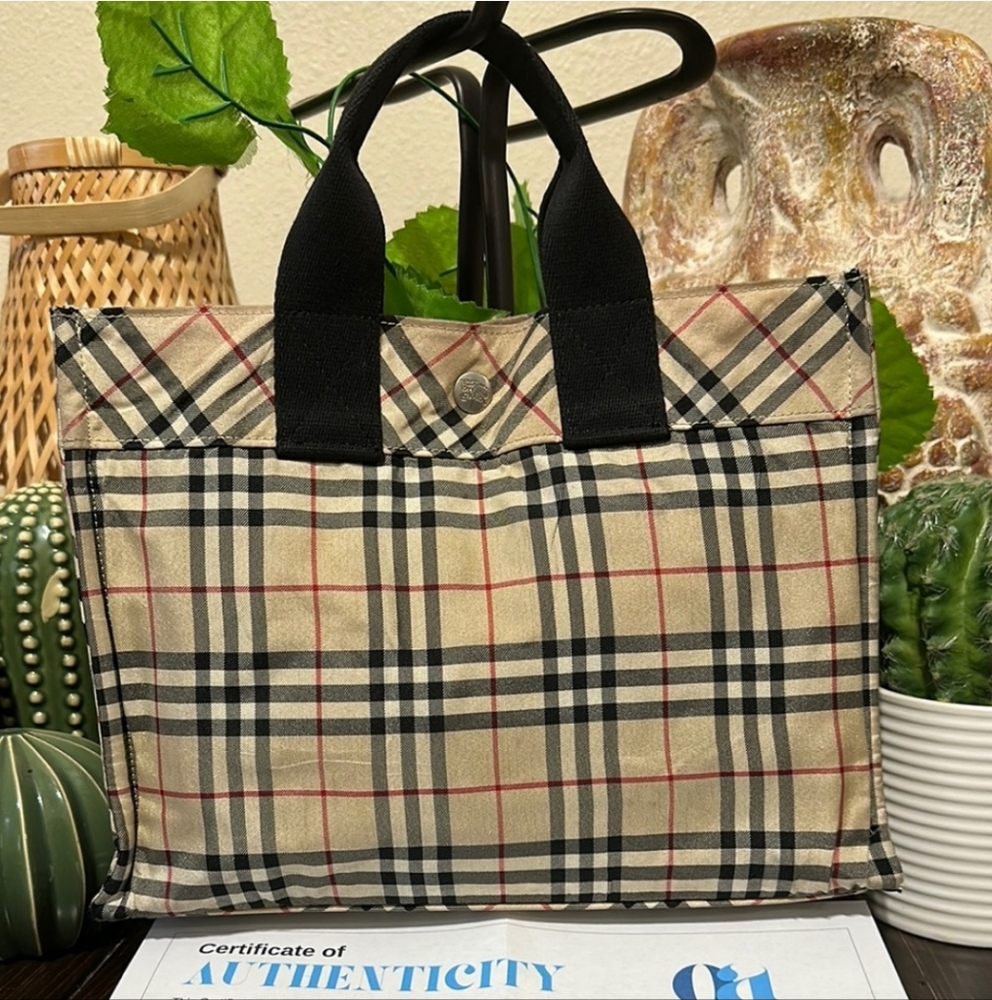Burberry Blue Label Tote Bag Check with COA